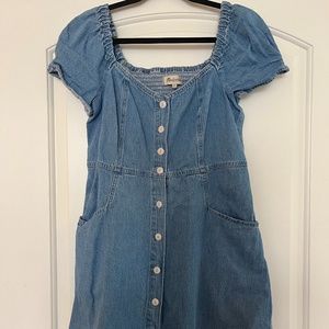 Madewell Cap Sleeve Button-Down Retro Denim Minidress